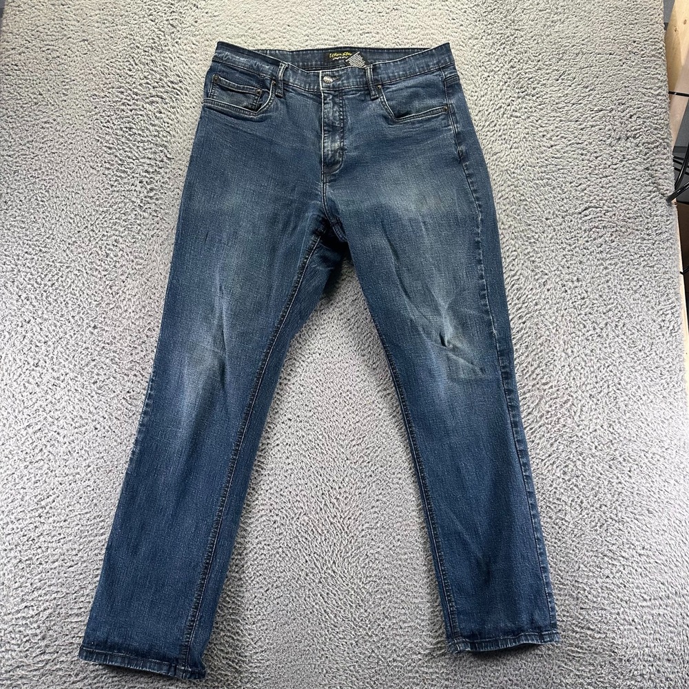 Urban Star Jeans Men 36x32 Blue Cotton Denim Straight Leg Faded Stretch Workwear